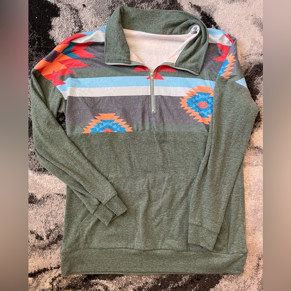 Patterned Quarter Zip Pullover